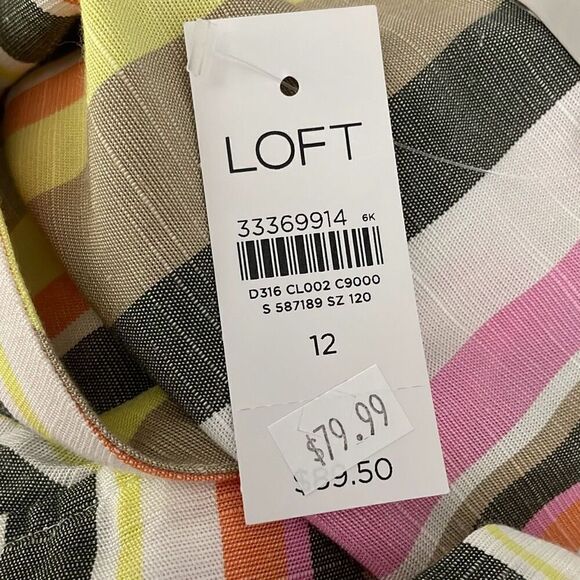 LOFT Striped Button Front Midi Dress 12 - Picture 6 of 9